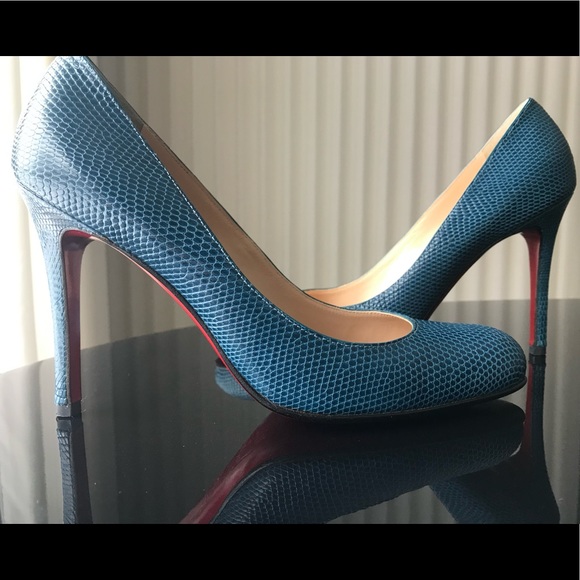 Christian Louboutin Paris Heels High Blue Snake - Picture 4 of 8
